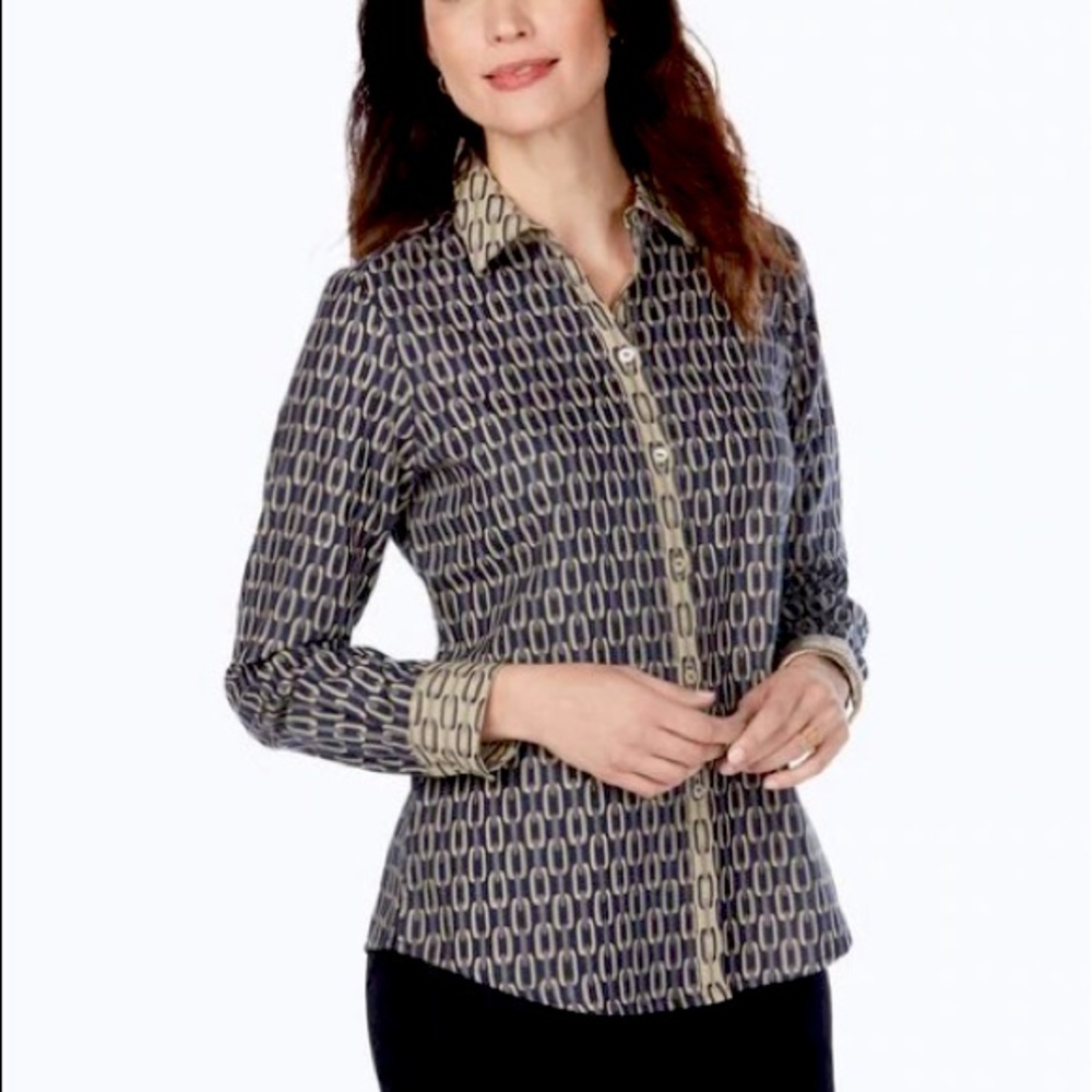 Foxcroft Beige Collar Blouse
